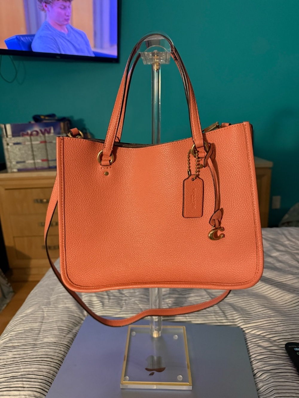 Coach Tyler Carryall Handbag Brass Light Coral Leather, NWOT! - Picture 2 of 8